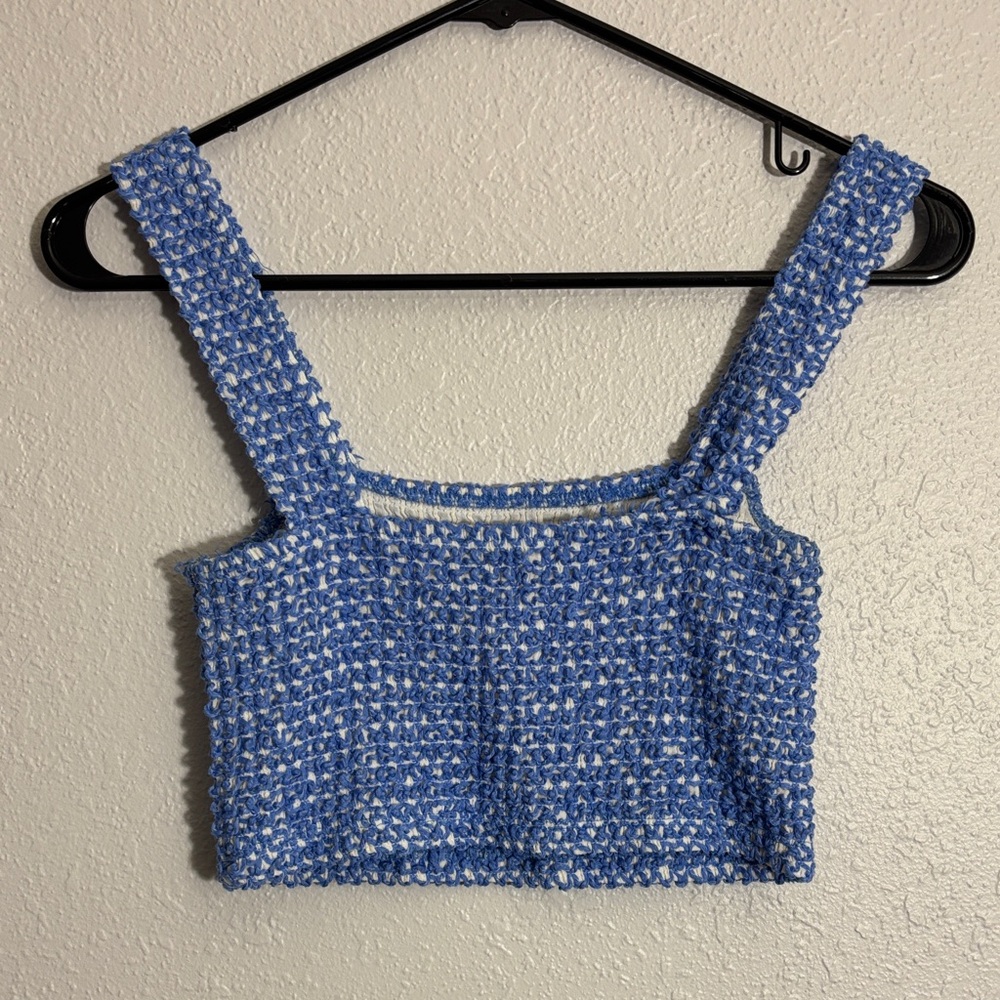 Zara Light Blue Cropped Knit Tank - Picture 5 of 5